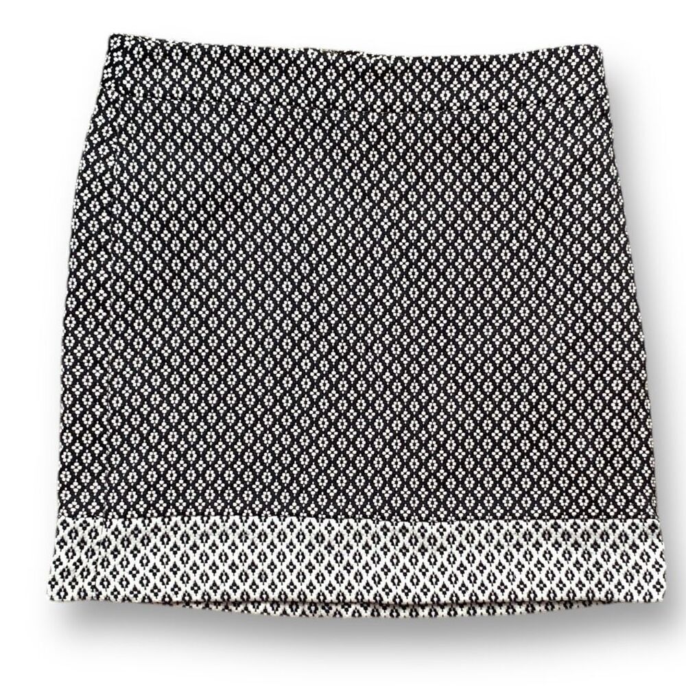 LOFT Outlet Skirt Black White Geometric‎ Floral Textured Office Mini Size 8